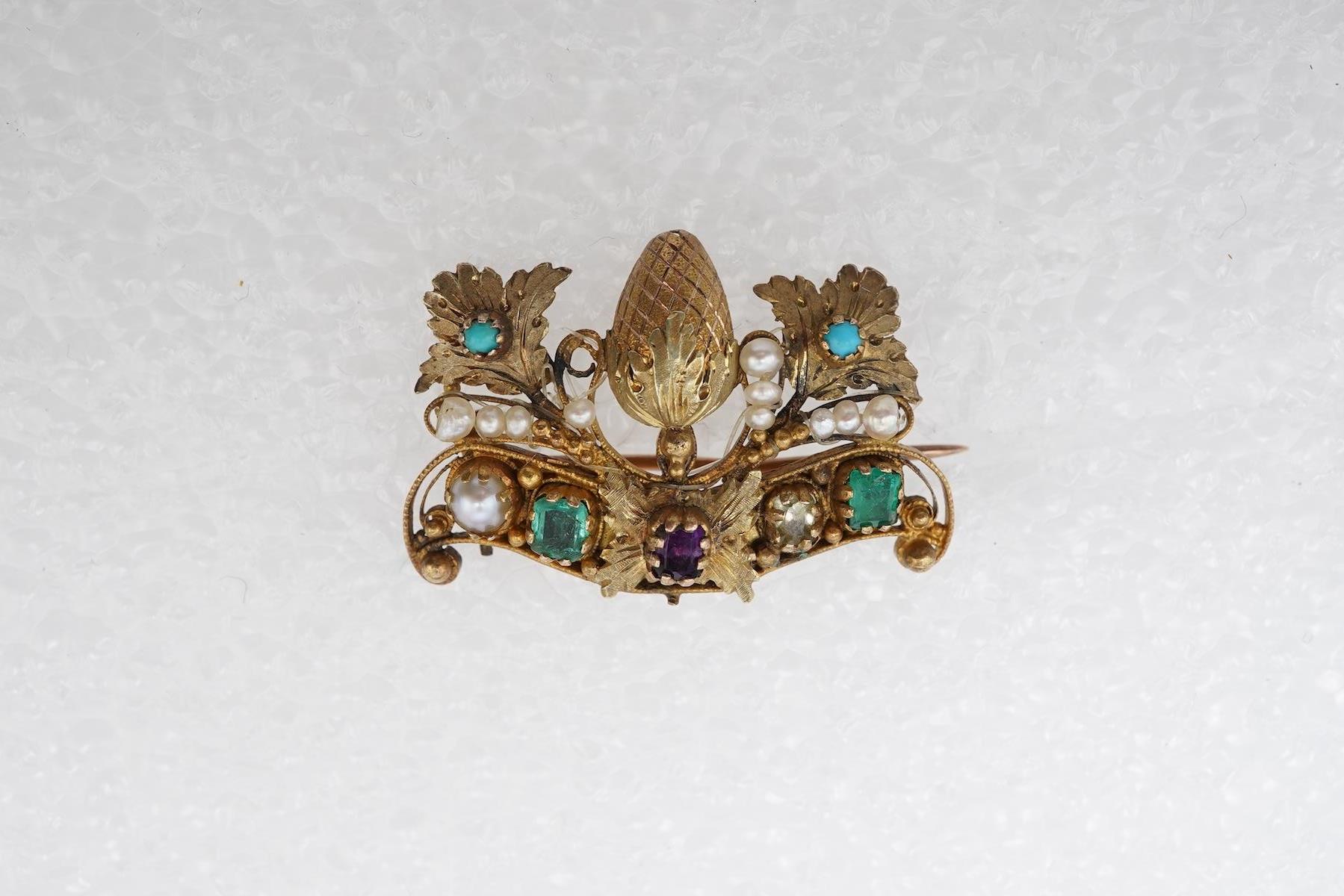 A rare George III gem-set acrostic mourning brooch, circa 1814